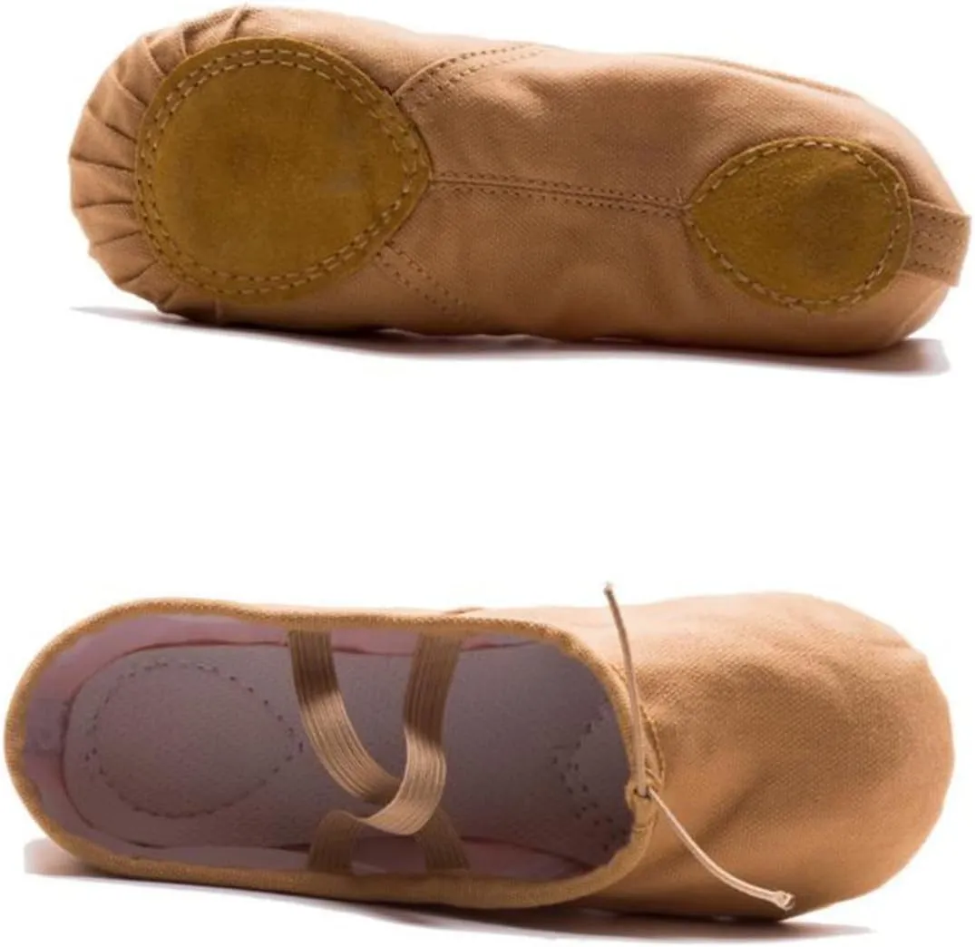 1 Pair Non Slip Dancing Shoes Ballet Dance Shoes Flats Canvas Dance Shoes Ballet Pilates Shoes Girls Ballet Flats Yoga Shoes Princess Ballet Shoes Ballet Slipper Soles Light Brown