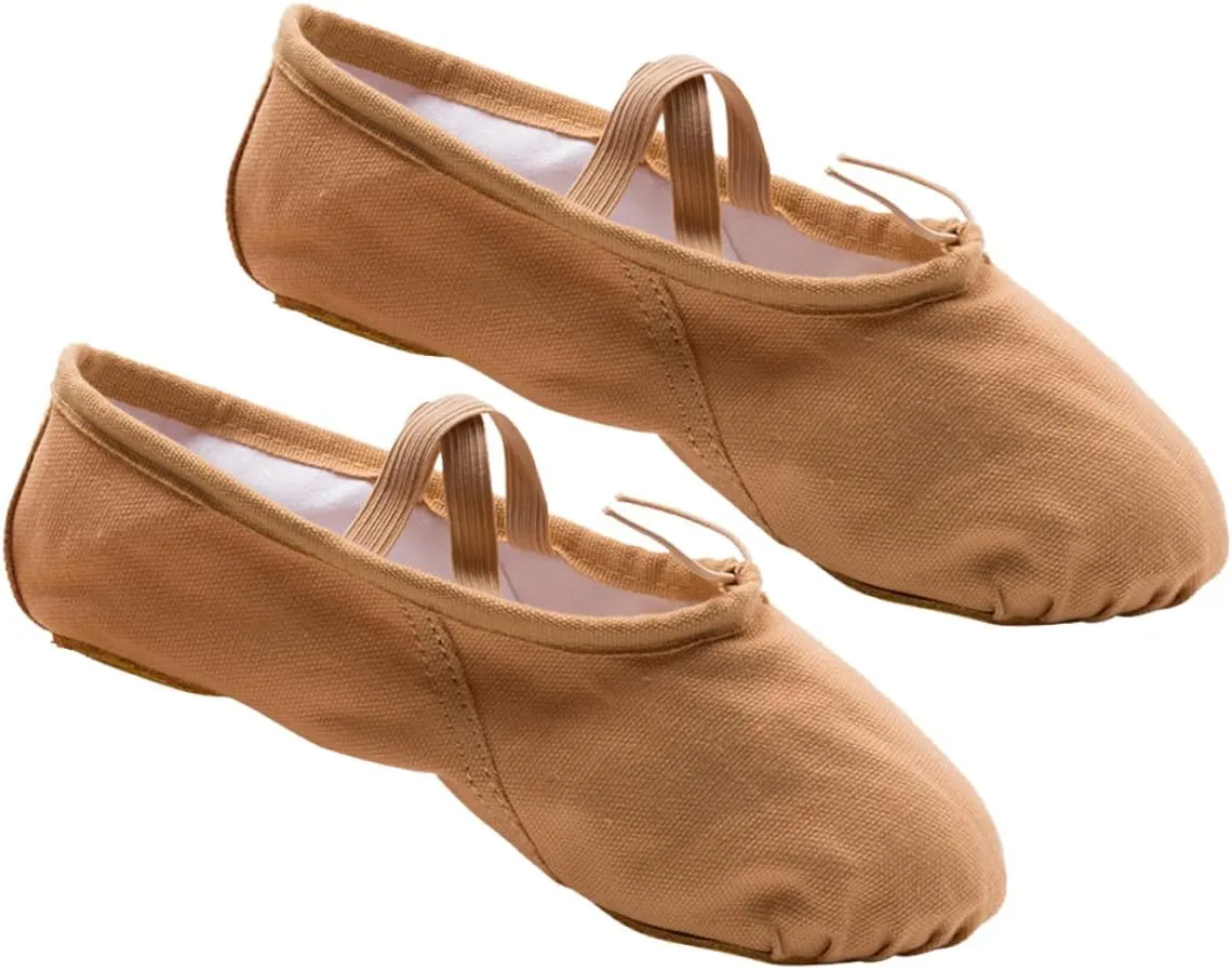 1 Pair Non Slip Dancing Shoes Ballet Dance Shoes Flats Canvas Dance Shoes Ballet Pilates Shoes Girls Ballet Flats Yoga Shoes Princess Ballet Shoes Ballet Slipper Soles Light Brown