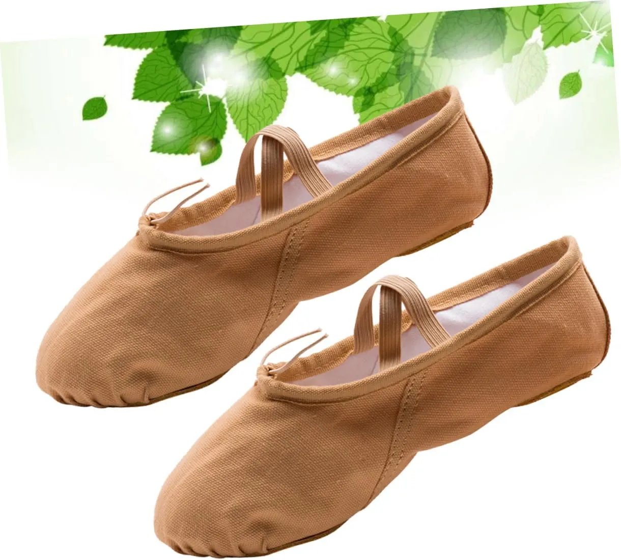 1 Pair Non Slip Dancing Shoes Ballet Dance Shoes Flats Canvas Dance Shoes Ballet Pilates Shoes Girls Ballet Flats Yoga Shoes Princess Ballet Shoes Ballet Slipper Soles Light Brown