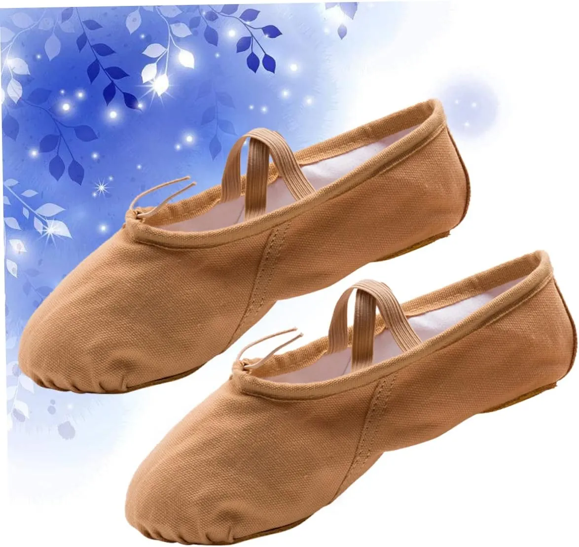 1 Pair Non Slip Dancing Shoes Ballet Dance Shoes Flats Canvas Dance Shoes Ballet Pilates Shoes Girls Ballet Flats Yoga Shoes Princess Ballet Shoes Ballet Slipper Soles Light Brown
