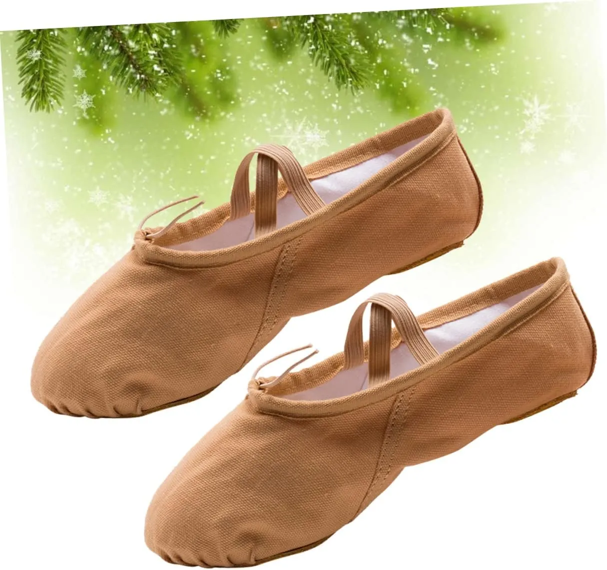 1 Pair Non Slip Dancing Shoes Ballet Dance Shoes Flats Canvas Dance Shoes Ballet Pilates Shoes Girls Ballet Flats Yoga Shoes Princess Ballet Shoes Ballet Slipper Soles Light Brown