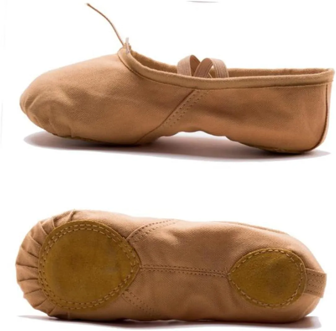 1 Pair Non Slip Dancing Shoes Ballet Dance Shoes Flats Canvas Dance Shoes Ballet Pilates Shoes Girls Ballet Flats Yoga Shoes Princess Ballet Shoes Ballet Slipper Soles Light Brown