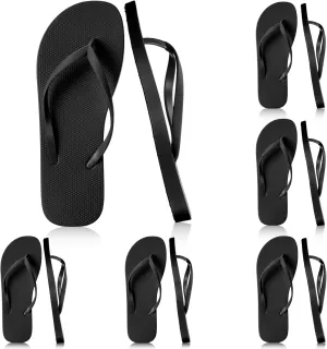 6 Pairs Slim Flip Flops for Women Black Beach Thong Sandals Soft Rubber Shower Shoes Reusable Summer Flip Flops for Women Shower Indoor and Outdoor