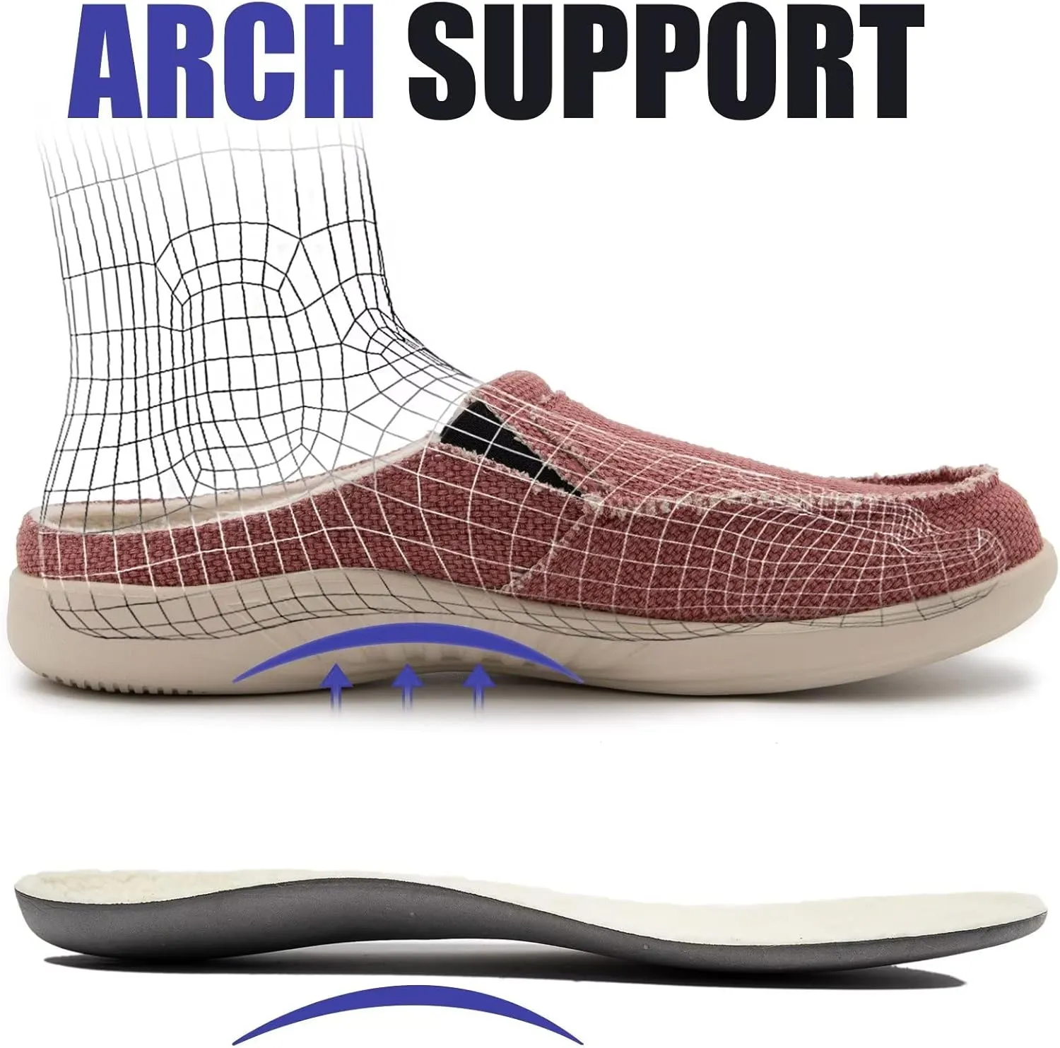 ADAX Men's Plantar Fasciitis & Pain Relief Orthotic Slippers with Arch Support (Size:US 7-US 14)