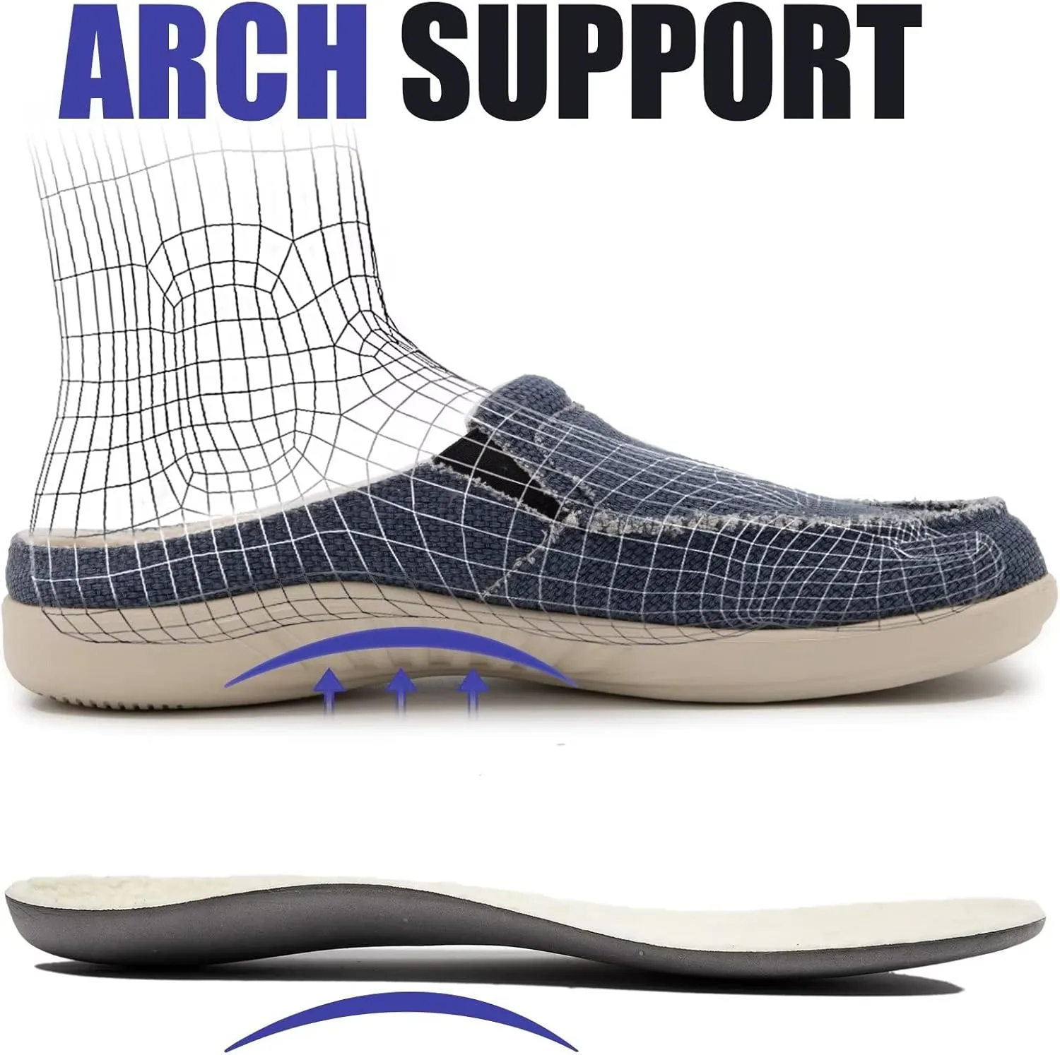 ADAX Men's Plantar Fasciitis & Pain Relief Orthotic Slippers with Arch Support (Size:US 7-US 14)