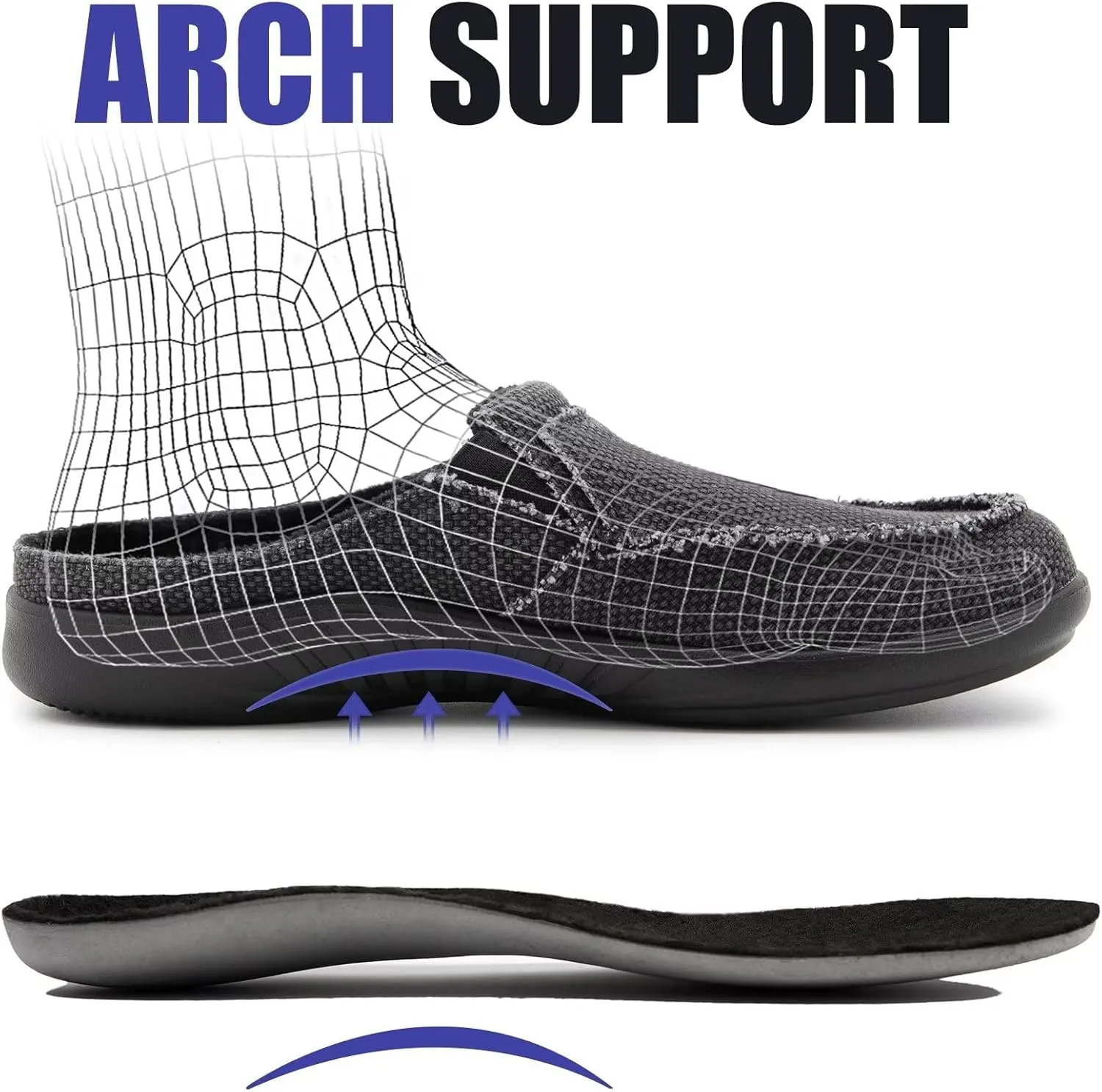 ADAX Men's Plantar Fasciitis & Pain Relief Orthotic Slippers with Arch Support (Size:US 7-US 14)