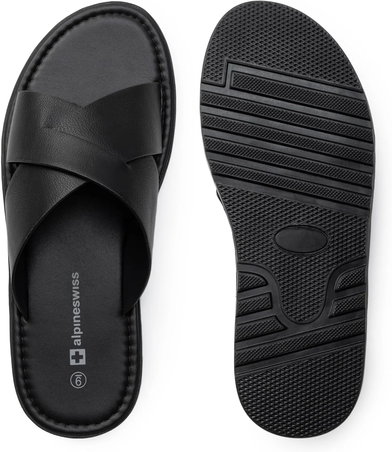 Alpine Swiss Hugo Mens Vegan Leather Slide Sandals Dressy Comfortable Summer Shoes