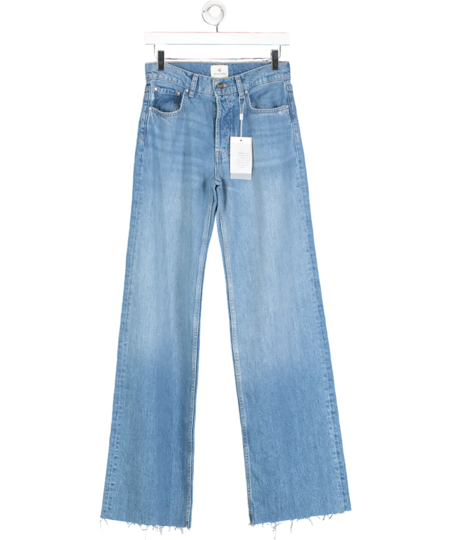 Anine Bing Blue Hugh High Rise Relaxed Wide Leg Jeans W25