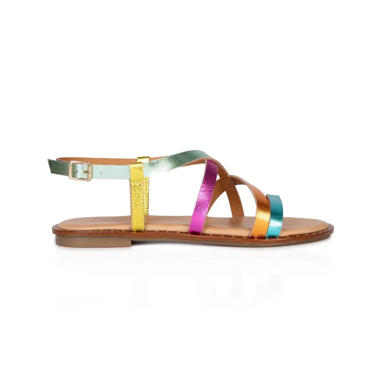 Athena: Rainbow Leather Strappy Sandals