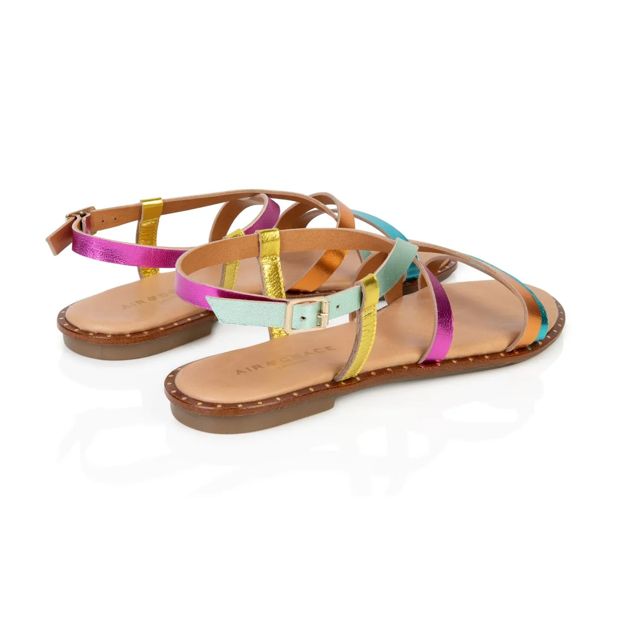 Athena: Rainbow Leather Strappy Sandals
