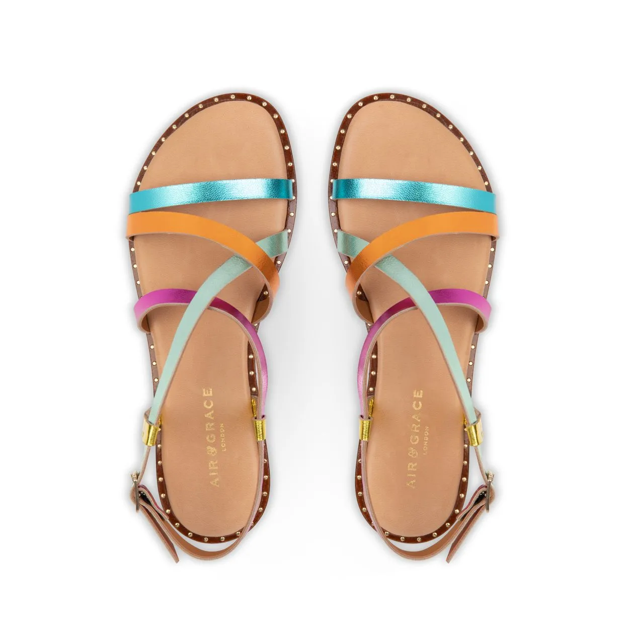 Athena: Rainbow Leather Strappy Sandals