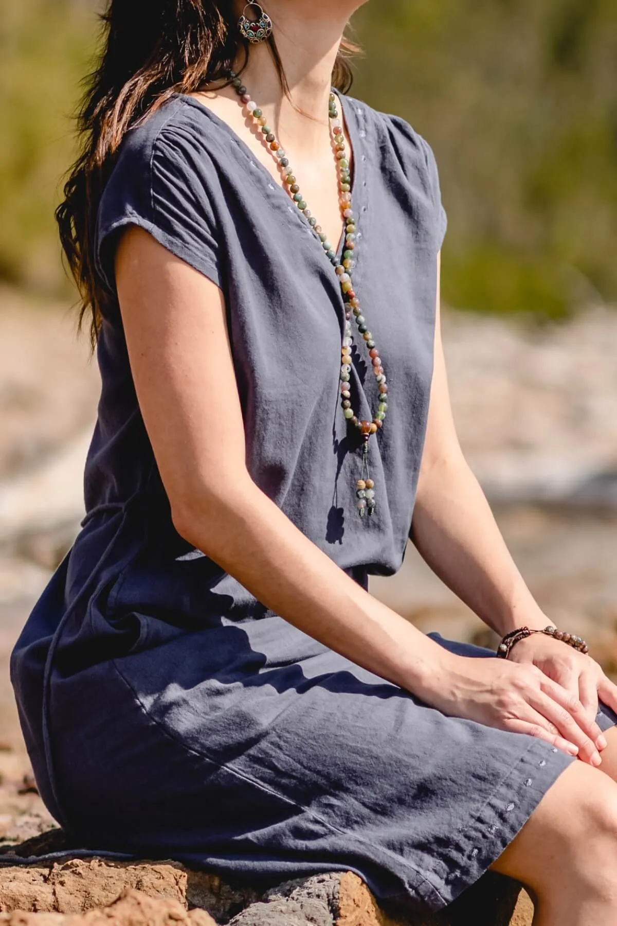 Aurora Dress | Embroidered - Dusty Grey