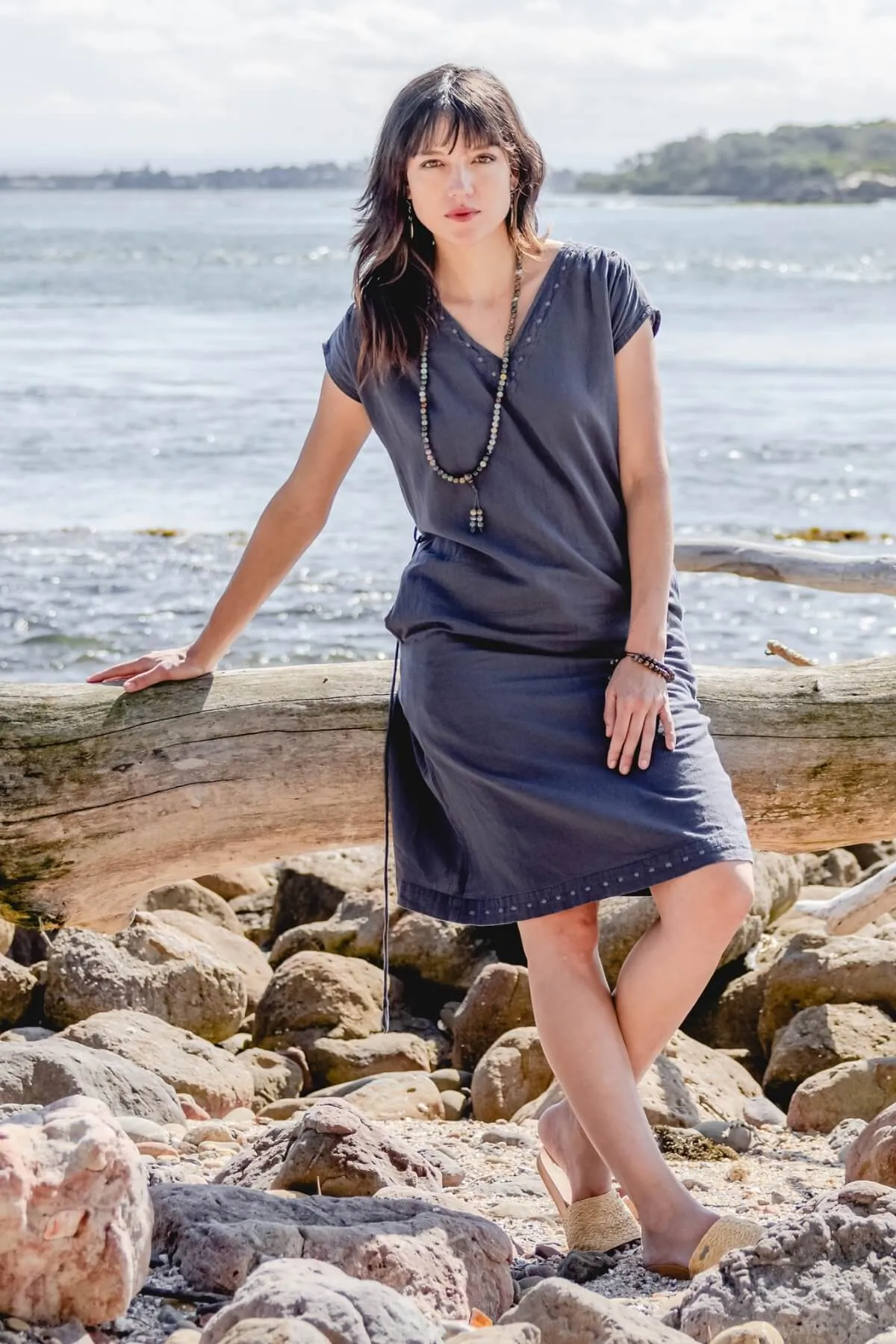 Aurora Dress | Embroidered - Dusty Grey