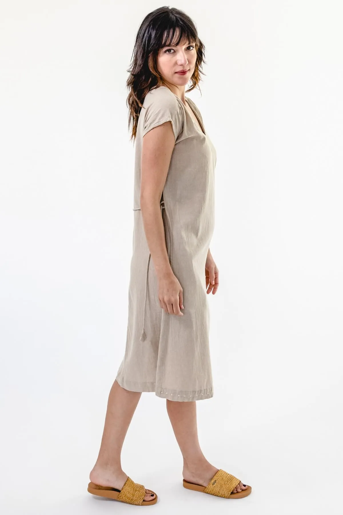 Aurora Dress | Embroidered - Oatmeal