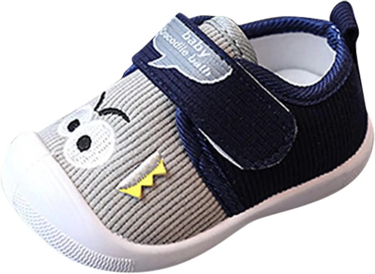 Baby Girls Boys Squeaky Flat Shoes Lightweight Breathable Non-Slip Sneakers Infant First Walking Shoes Outdoor Indoor