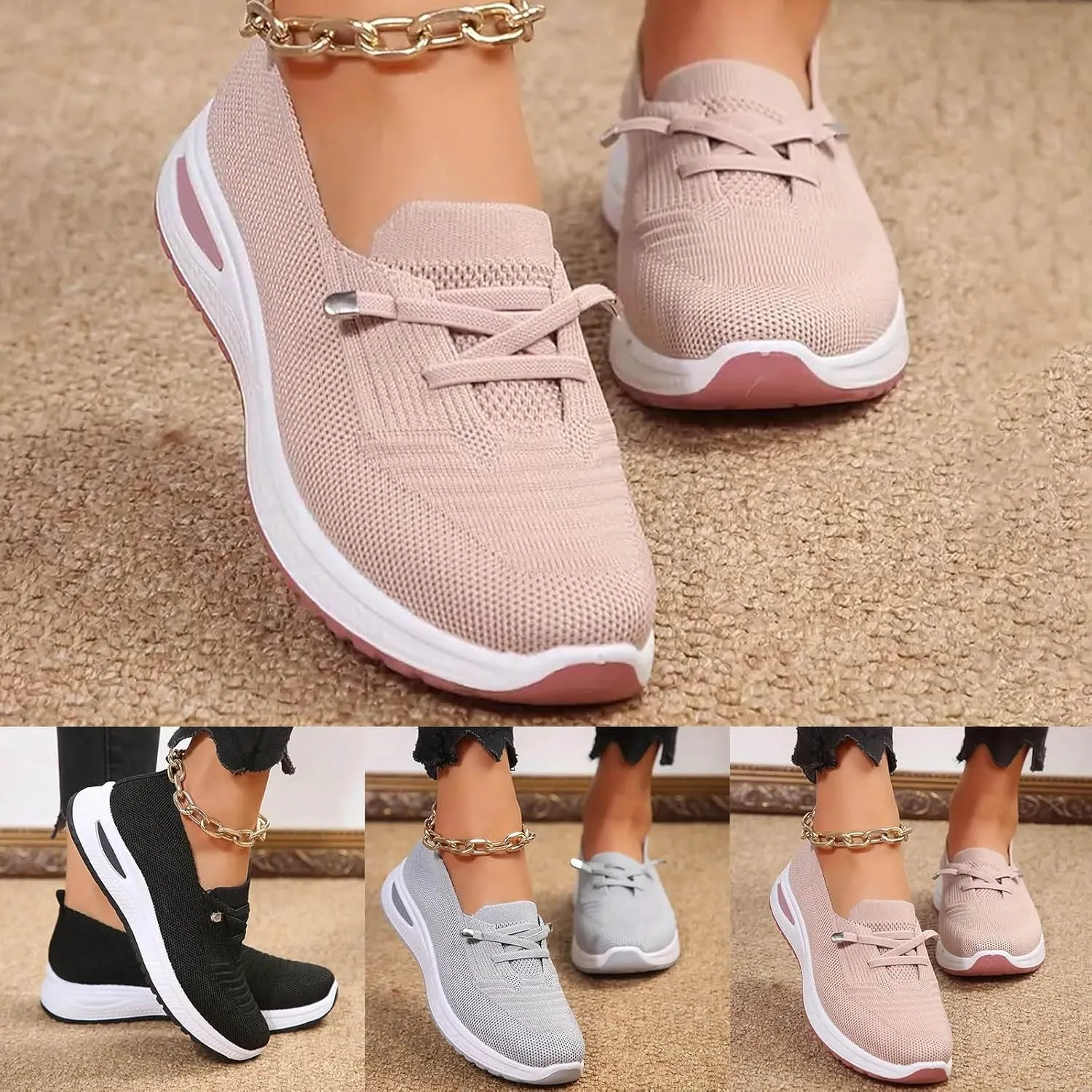 Best Walking Shoes for Plantar Fasciitis Women Arch Support Slip On Orthopedic Shoes Lightweight Non Slip Mesh Walking Sneakers