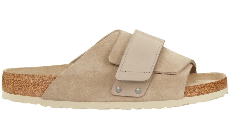 BIRKENSTOCK Kyoto Taupe Suede/Nubuck Leather Slides