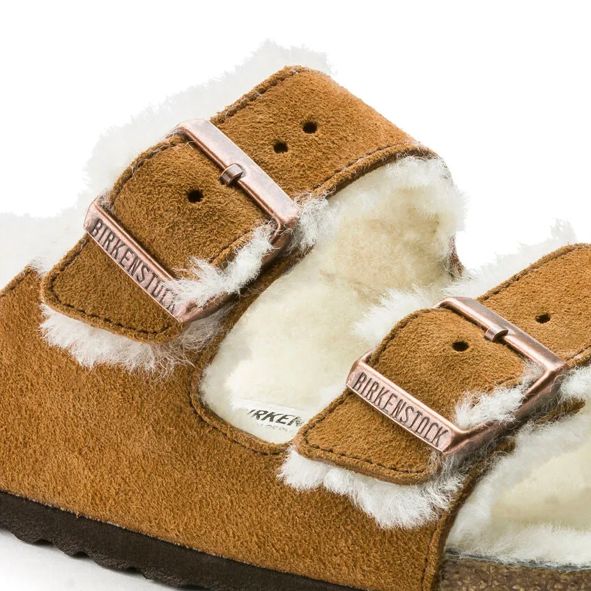 Birkenstock Women's Arizona Shearling Suede Leather Mink Brown
