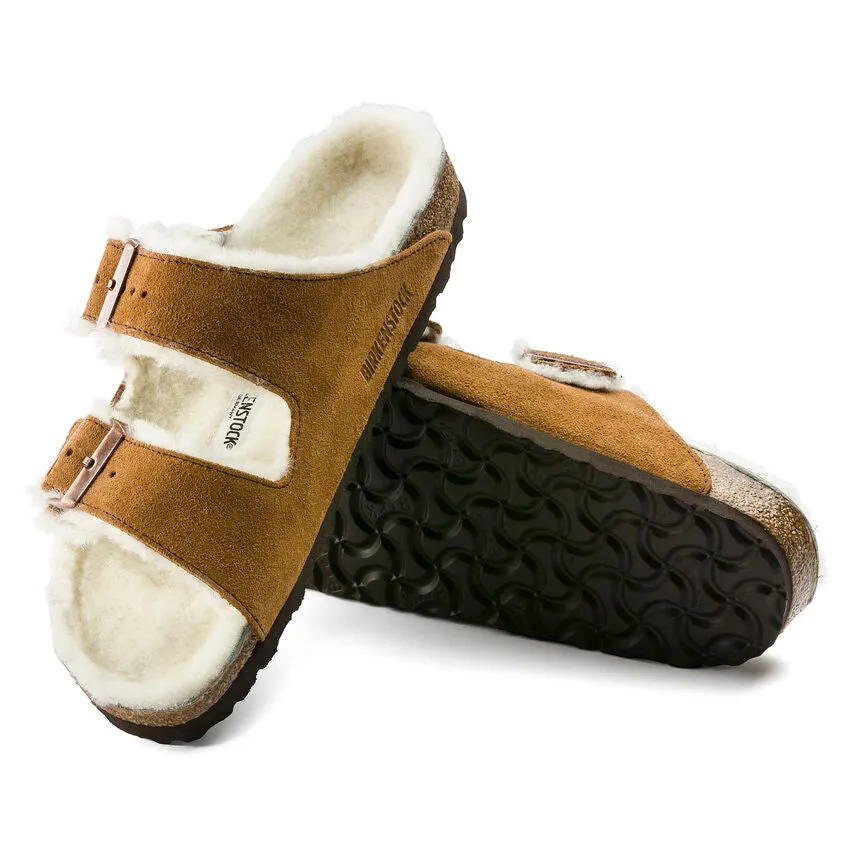 Birkenstock Women's Arizona Shearling Suede Leather Mink Brown