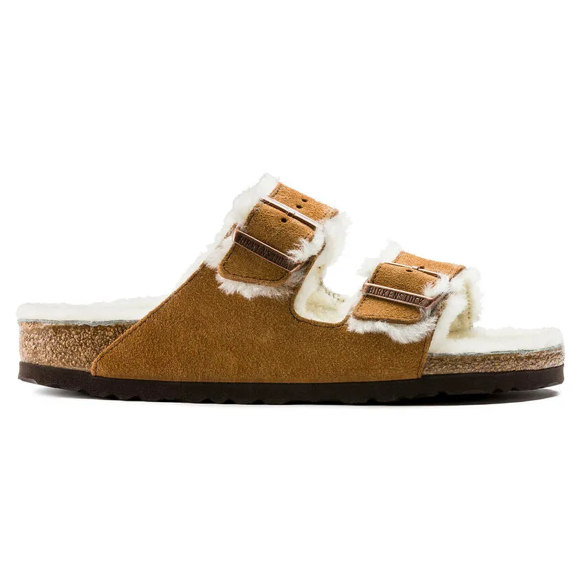 Birkenstock Women's Arizona Shearling Suede Leather Mink Brown