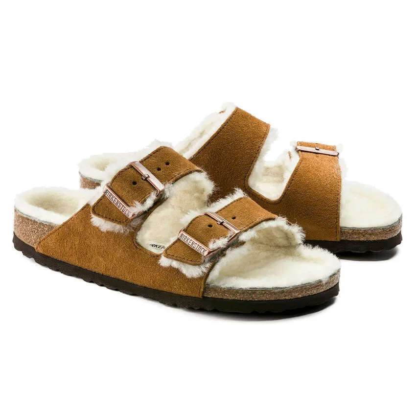 Birkenstock Women's Arizona Shearling Suede Leather Mink Brown