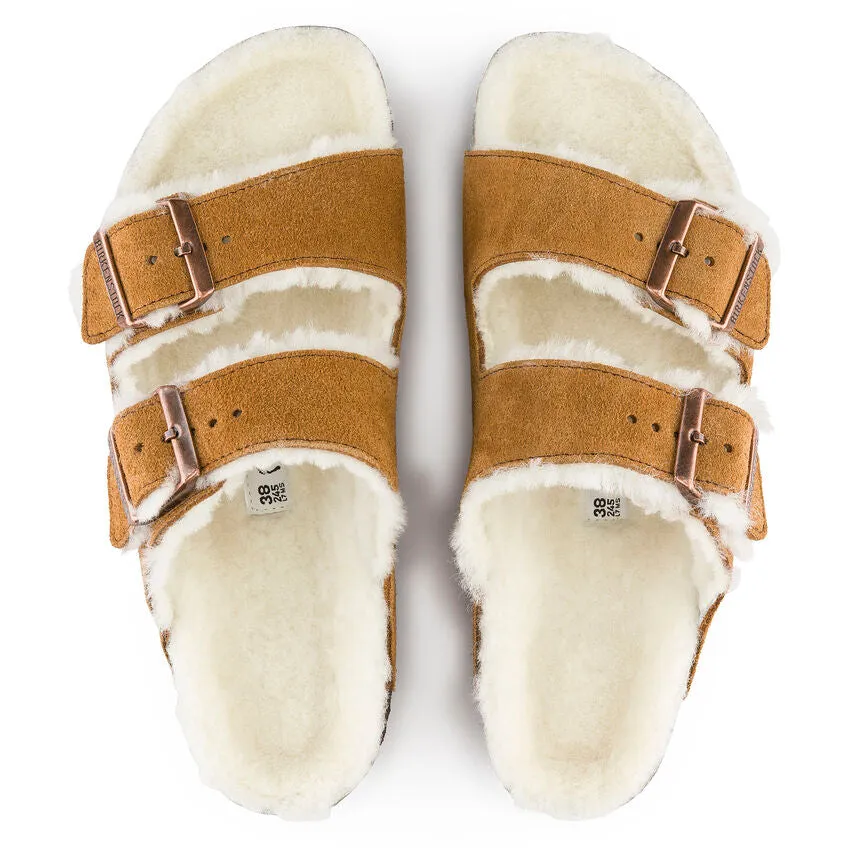 Birkenstock Women's Arizona Shearling Suede Leather Mink Brown