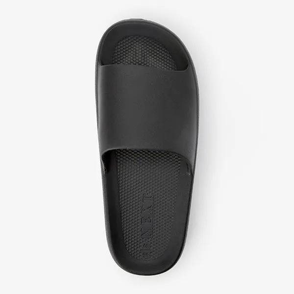 Black Chunky Slider Sandals