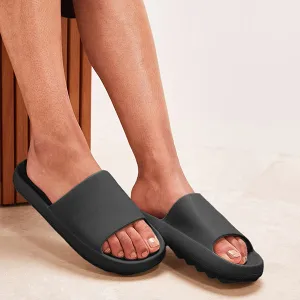 Black Chunky Slider Sandals