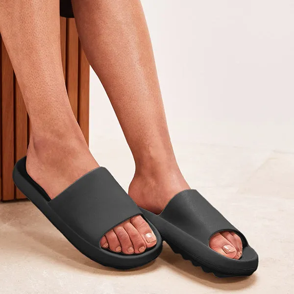 Black Chunky Slider Sandals