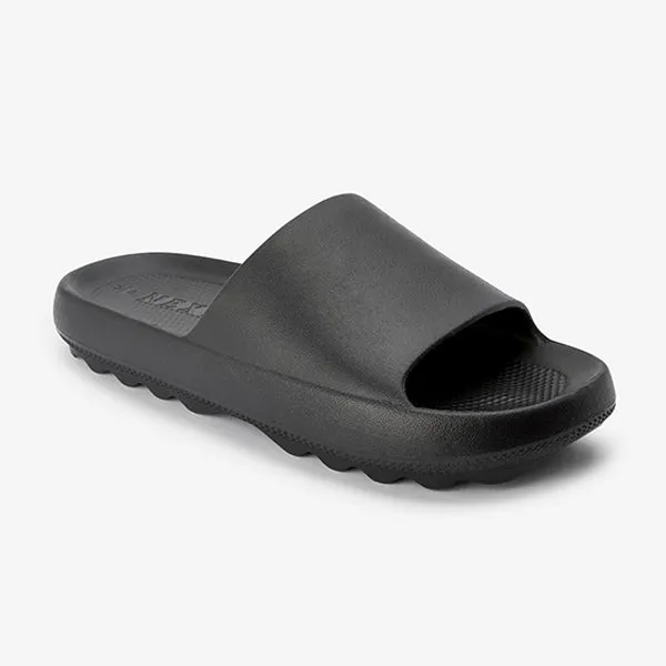 Black Chunky Slider Sandals