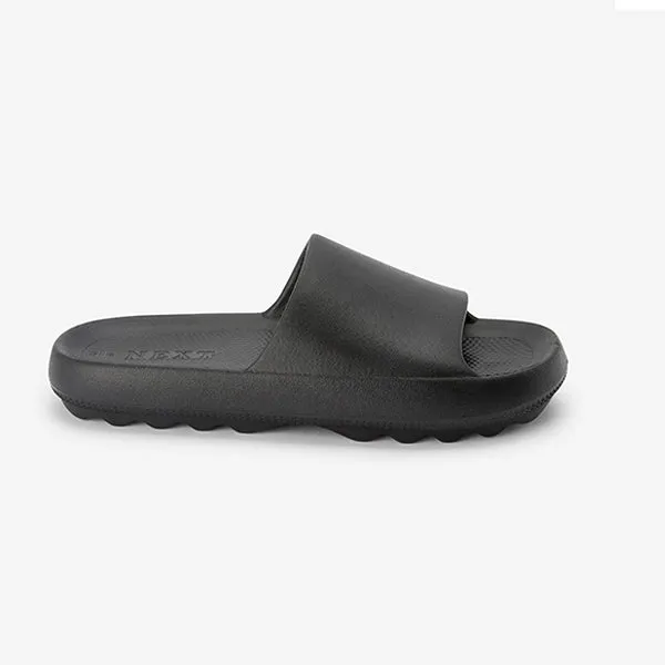 Black Chunky Slider Sandals