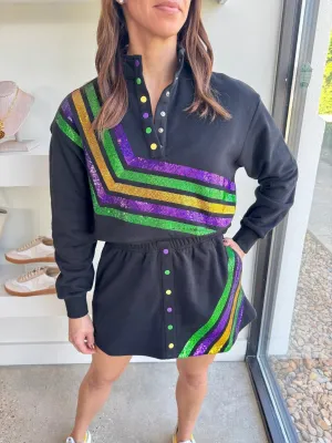 Black Diagonal Mardi Gras Skirt