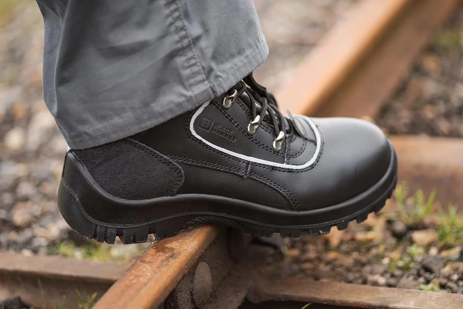 Black Hammer Mens Safety Boots Steel Toe Cap S3 SRC Work Shoes Ankle Leather 7752