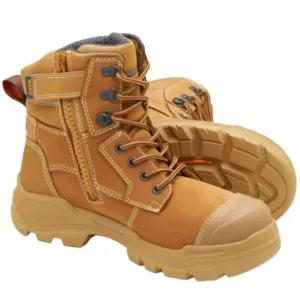 Blundstone Rotoflex Wheat Water Resistant Premium Nubuck 150mm Penetration Resistant Zip Sided Steel Cap Safety Boot (9090) (Pre Order)