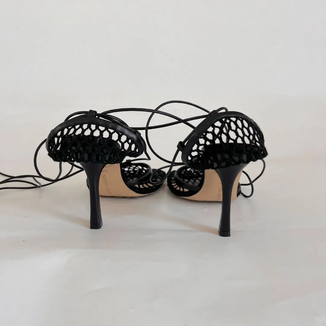 Bottega Veneta black mesh stretch mules, 37.5