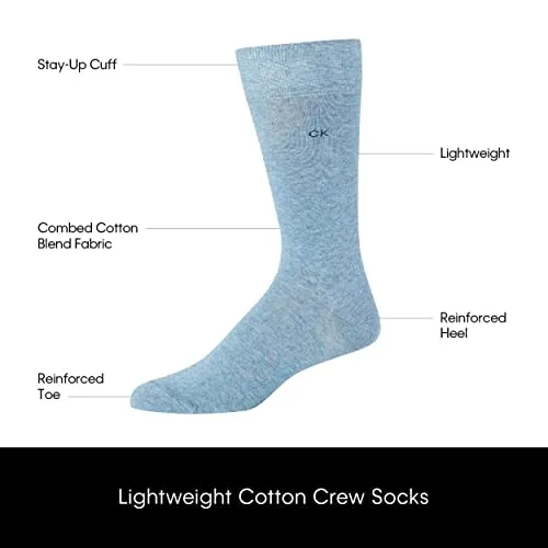 Calvin Klein Men's Dress Socks - Lightweight Cotton Blend Crew Socks (8 Pack), Size 7-12, Black Texture
