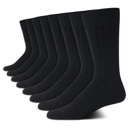 Calvin Klein Men's Dress Socks - Lightweight Cotton Blend Crew Socks (8 Pack), Size 7-12, Black Texture