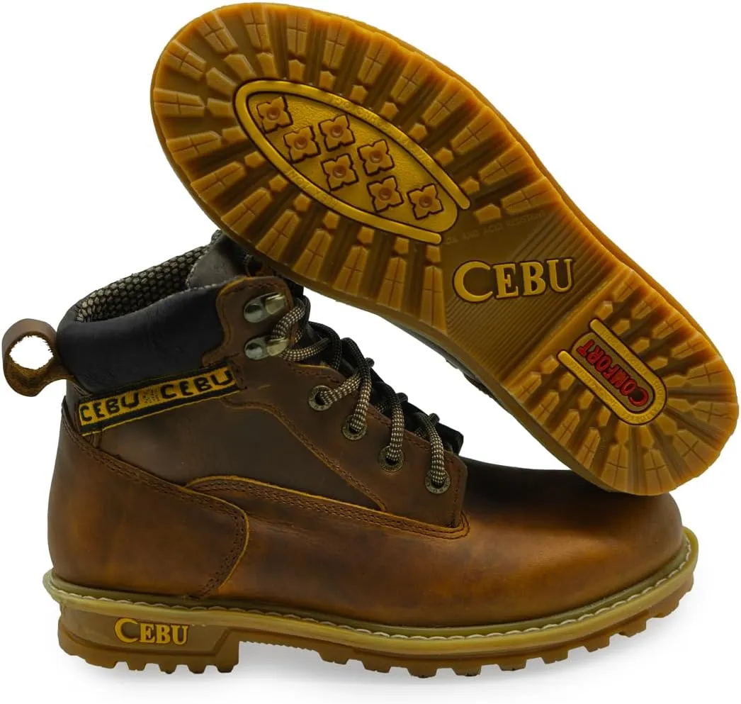 CEBU Men's Soft Toe Work boots, Heavy Duty, Oil and Acid Resistant, for construction, oil and gas, and more, leather 6" Work Boots for Men, Tk Borcegui