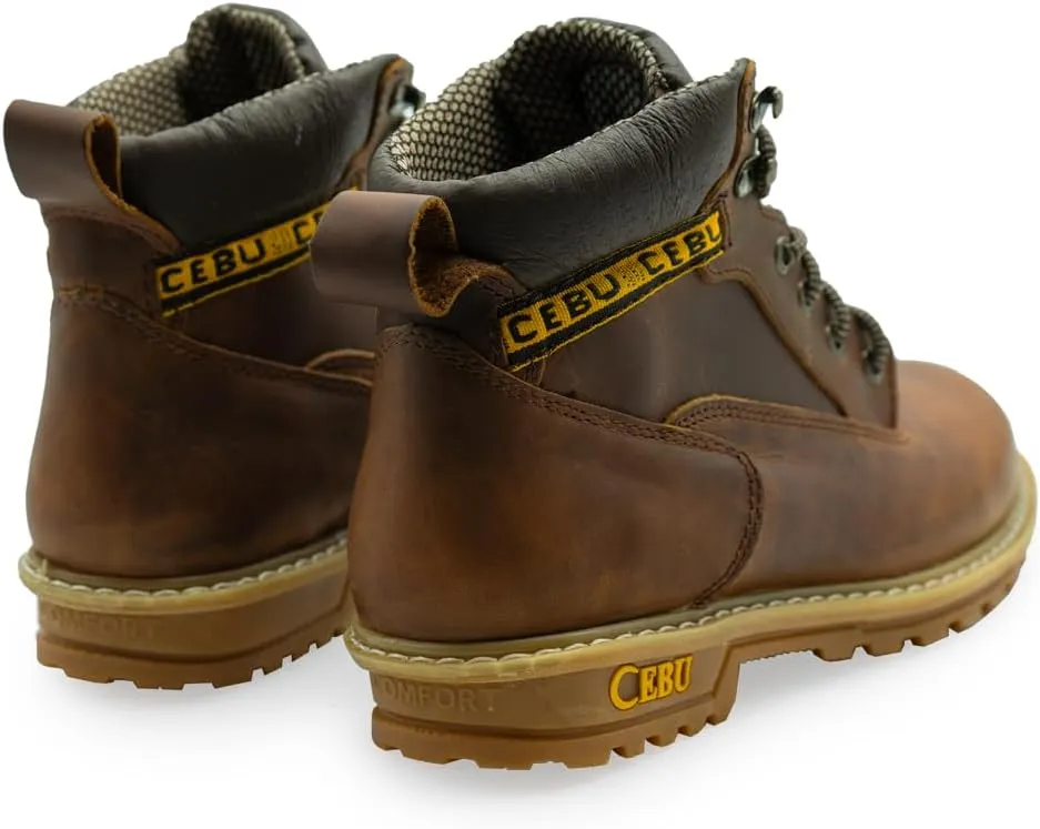 CEBU Men's Soft Toe Work boots, Heavy Duty, Oil and Acid Resistant, for construction, oil and gas, and more, leather 6" Work Boots for Men, Tk Borcegui