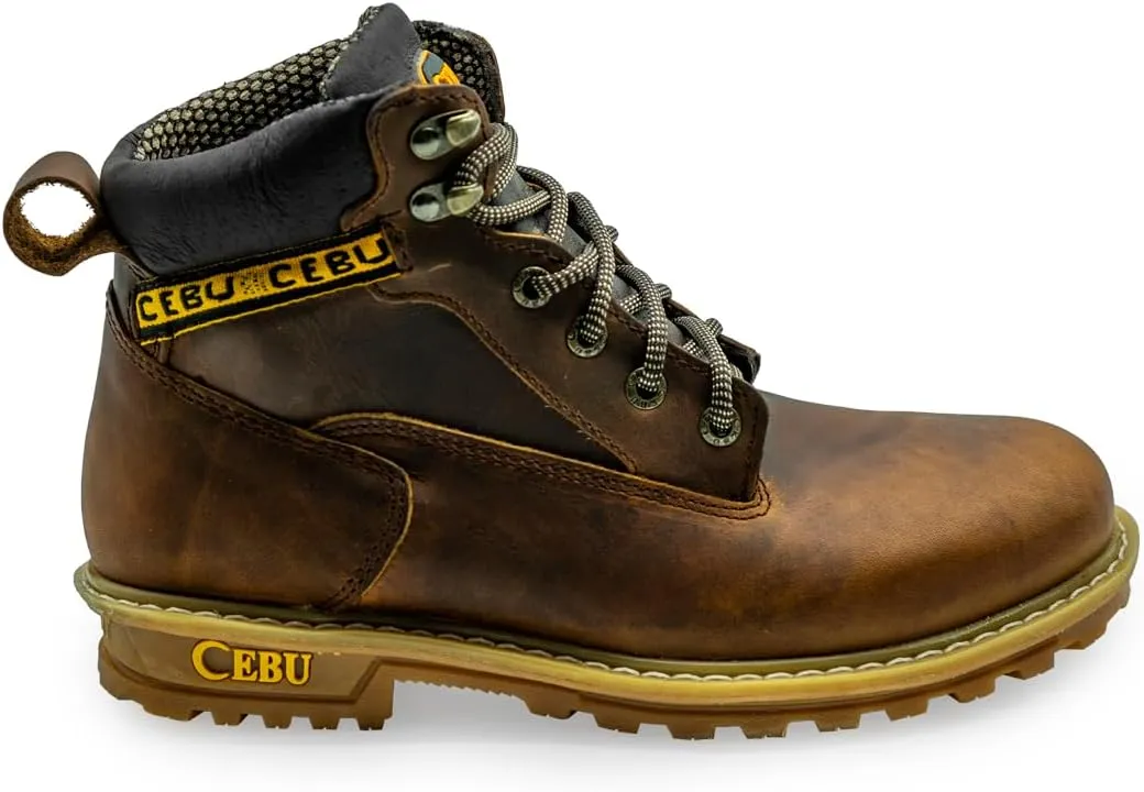 CEBU Men's Soft Toe Work boots, Heavy Duty, Oil and Acid Resistant, for construction, oil and gas, and more, leather 6" Work Boots for Men, Tk Borcegui
