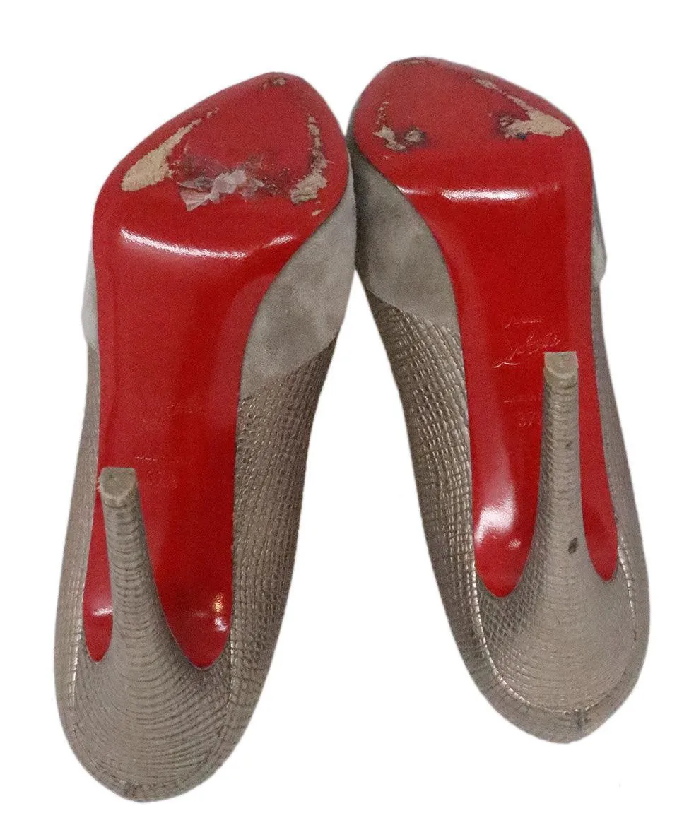 Christian Louboutin Grey Suede & Leather Heels sz 7.5