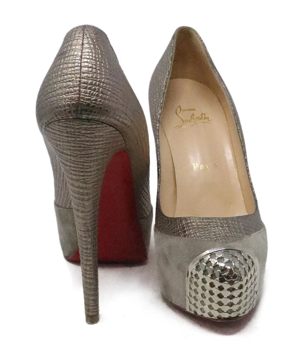 Christian Louboutin Grey Suede & Leather Heels sz 7.5