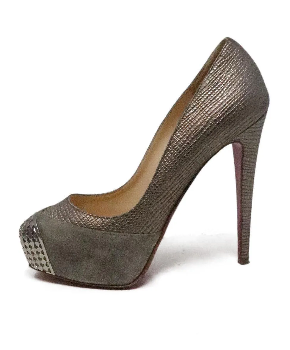 Christian Louboutin Grey Suede & Leather Heels sz 7.5