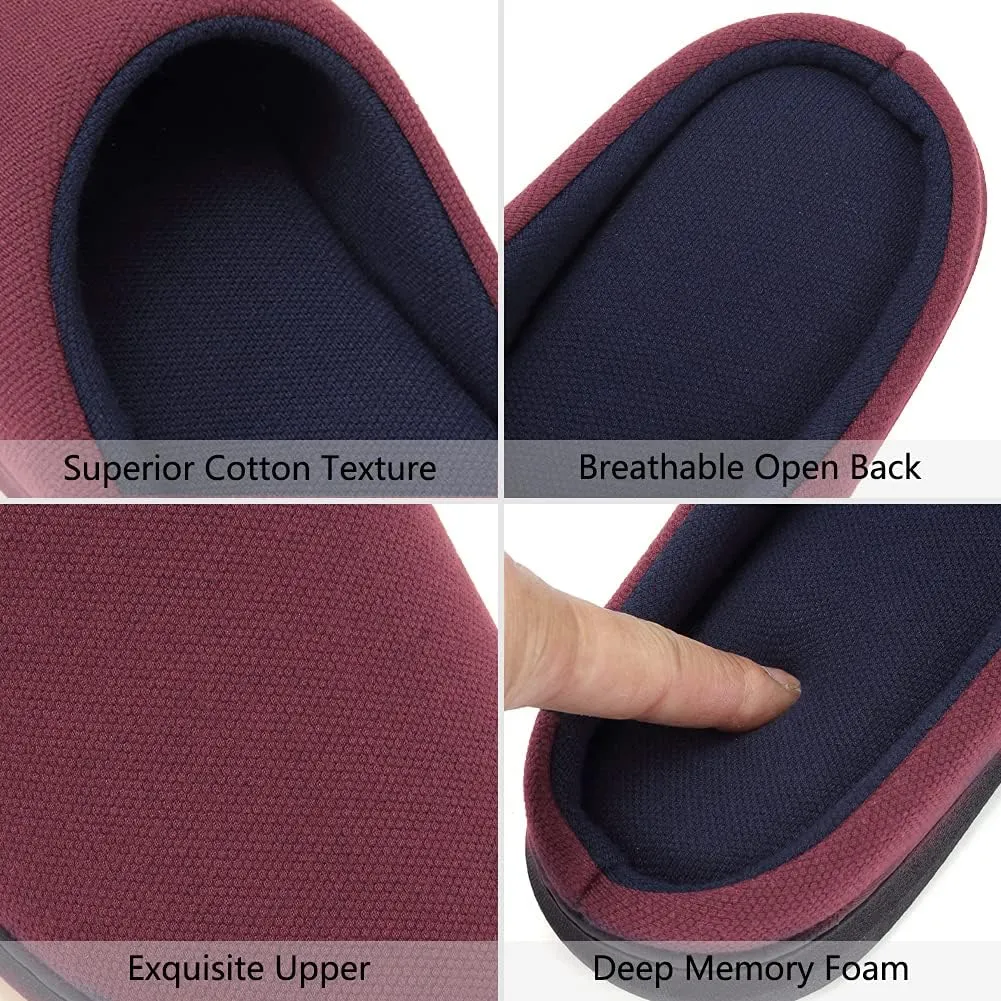 CIOR Unisex Men's and Women's Memory Foam Slippers Comfort Knitted Cotton-Blend Closed Toe Non-Slip House Shoes Removable & Double-sided Insoles Upgraded Version -U120WMT004-1205