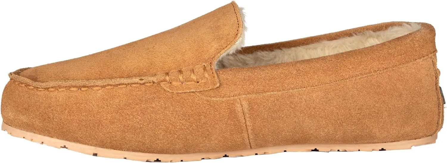 Clarks Mens Suede Moccasin Slippers Warm Cozy Indoor Outdoor Plush Faux Fur Lined Slipper For Men (11 M US, Cinnamon)