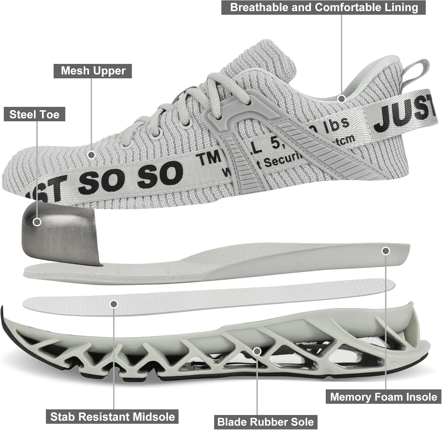 COKAFIL Steel Toe Shoes for Men Women Slip On Work Safety Cap Sneakers Comfortable Puncture Proof Slip Resistant Shoes