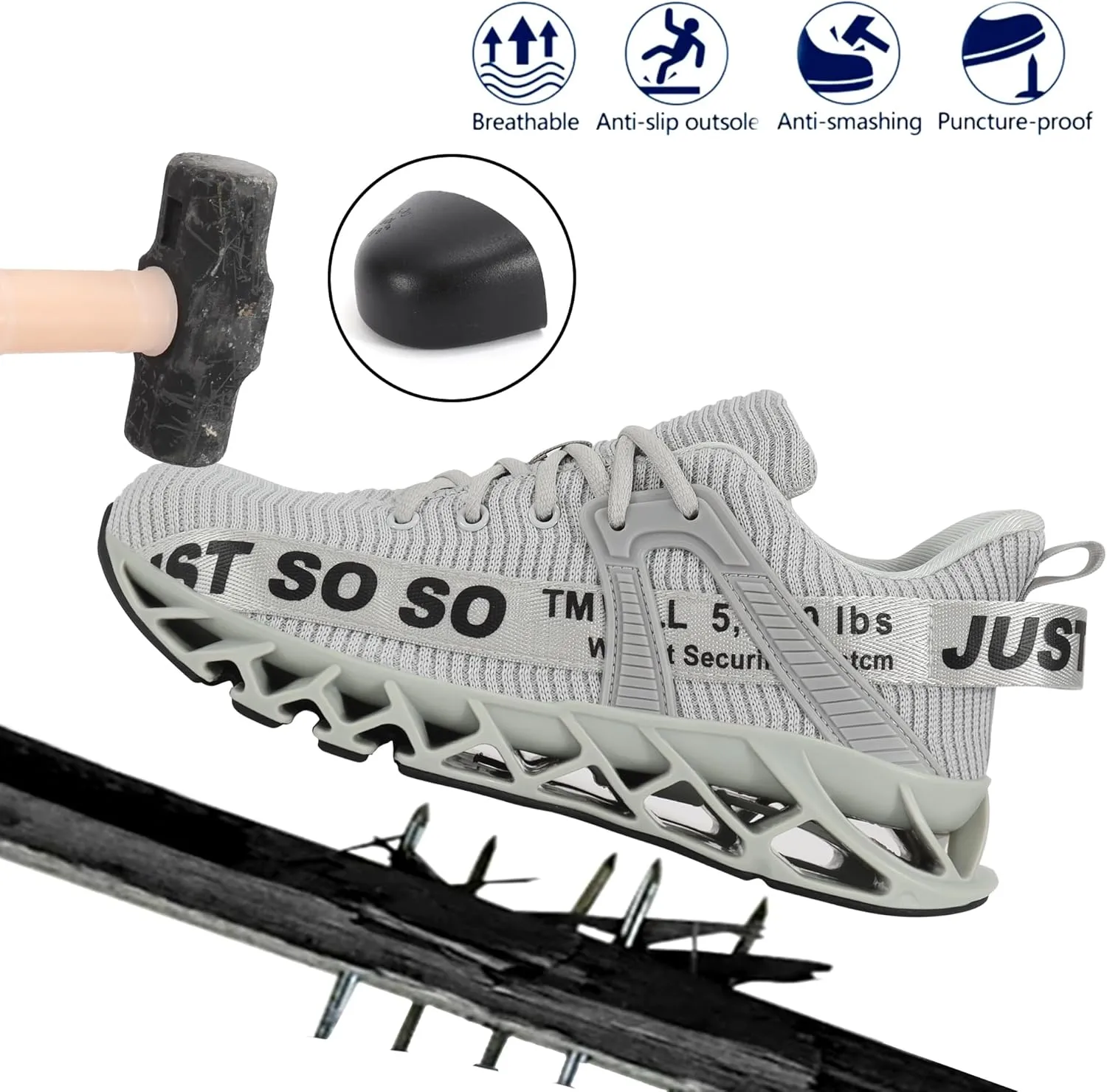 COKAFIL Steel Toe Shoes for Men Women Slip On Work Safety Cap Sneakers Comfortable Puncture Proof Slip Resistant Shoes