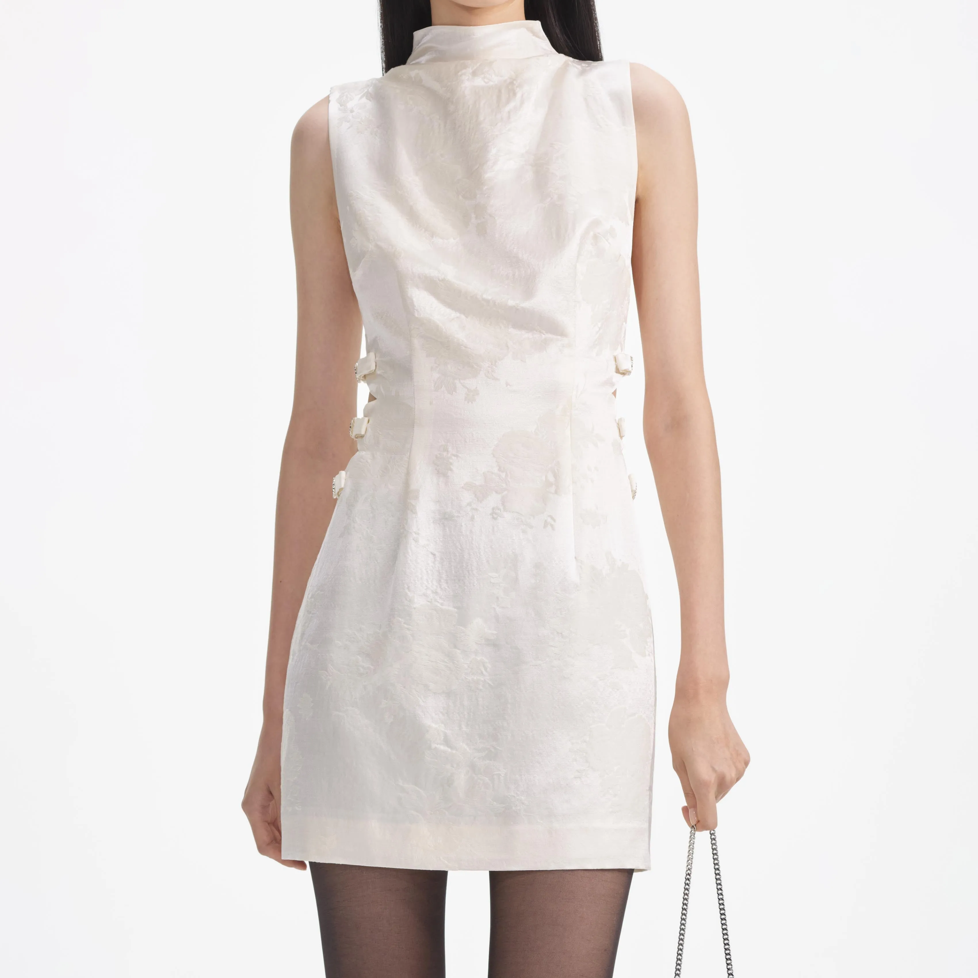 Cream Jacquard Mini Dress
