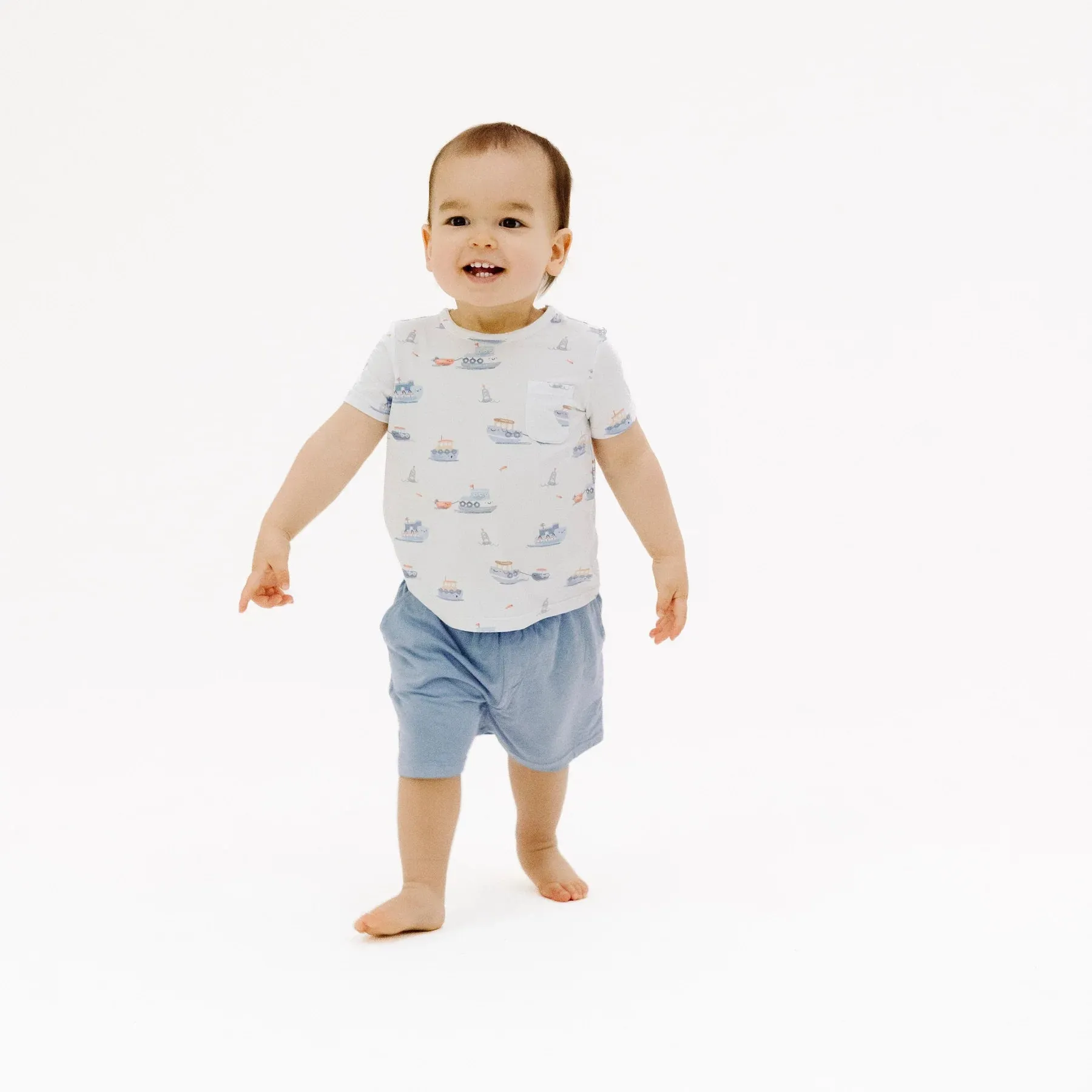 Crew Neck Tee & Shorts - Bubbly Tugboats
