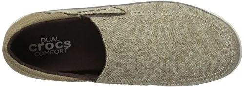 Crocs Santa Cruz Playa Slip On Comfortable Men's Loafers Slip-On, Khaki/Stucco, 11
